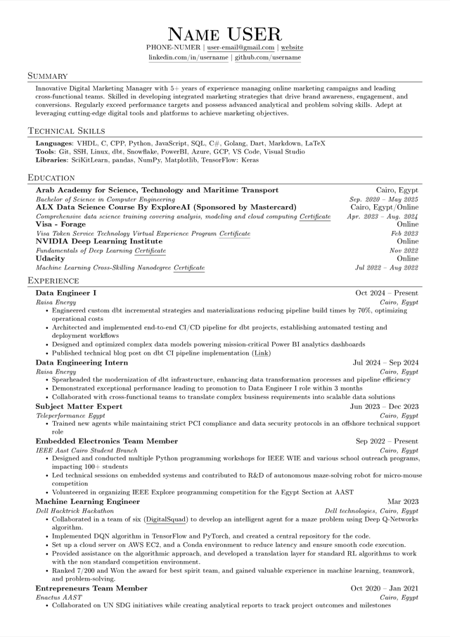 Temp resume template